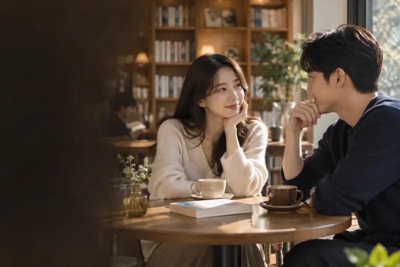 책과 커피를 즐기는 라운지 브랜드 연출 이미지