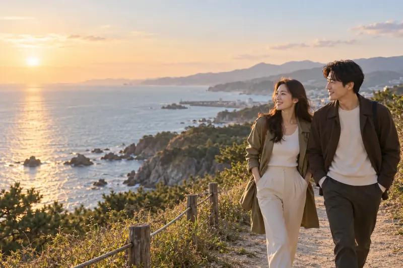 여행 취향을 나누는 두 사람의 브랜드 연출 이미지